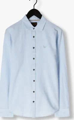 blauwe pme legend casual overhemd long sleeve shirt cotton linen 2 tone