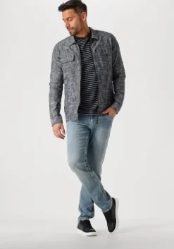 blauwe pme legend overshirts long sleeve shirt 2 tone slub