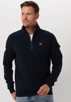 blauwe pme legend trui half zip collar interlock jersey