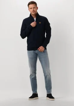 blauwe pme legend trui half zip collar interlock jersey