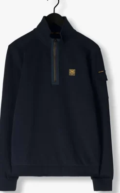 blauwe pme legend trui half zip collar interlock jersey