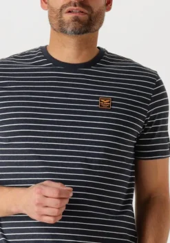 blauwe pme legend t-shirt short sleeve r-neck yd melange striped jersey