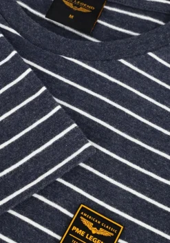 blauwe pme legend t-shirt short sleeve r-neck yd melange striped jersey