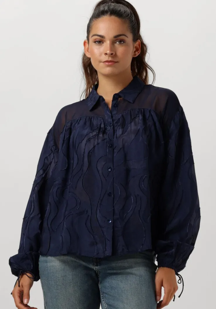 blauwe pom amsterdam blouses jaqcuard midnight blue