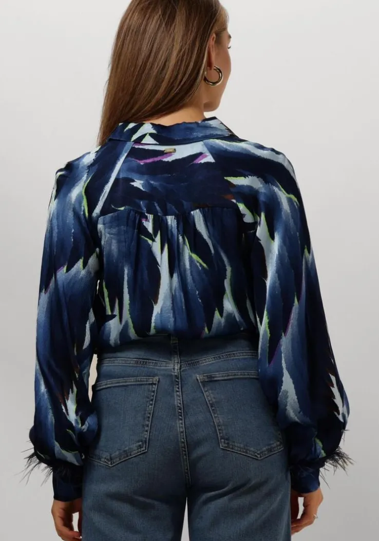 blauwe pom amsterdam blouses feathers blue