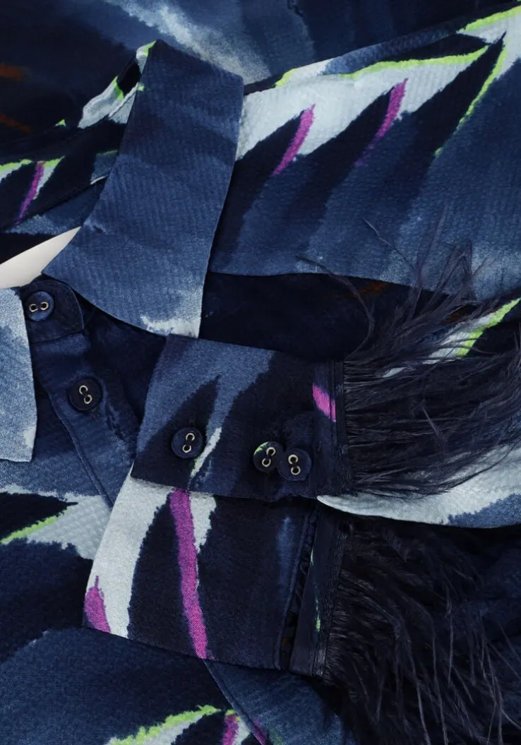 blauwe pom amsterdam blouses feathers blue