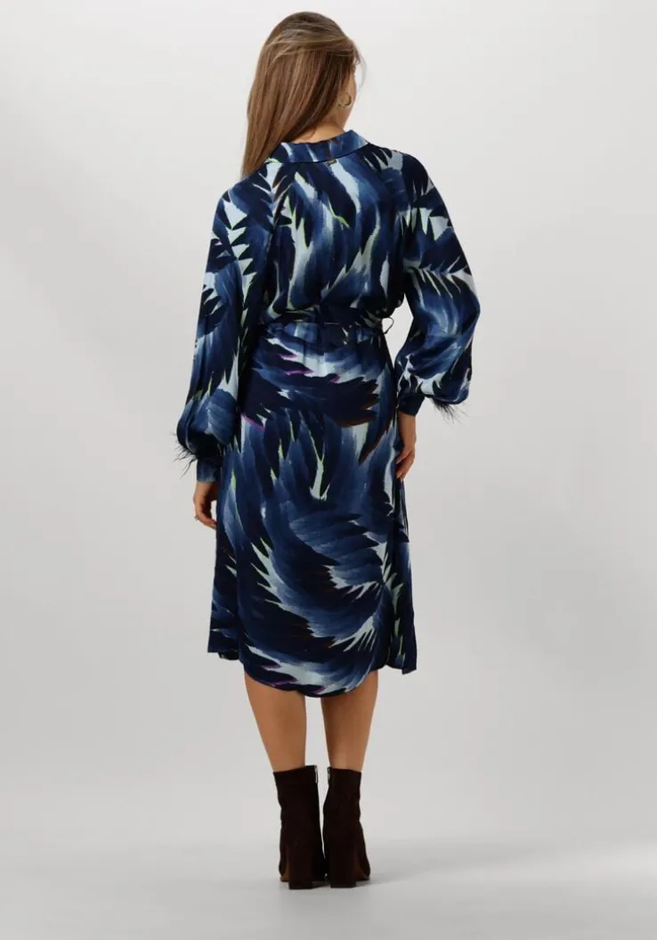 blauwe pom amsterdam midi jurk jada feathers blue