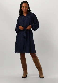 blauwe pom amsterdam mini jurk jacquard midnight blue