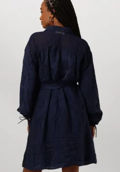 blauwe pom amsterdam mini jurk jacquard midnight blue