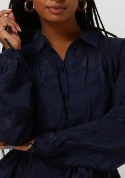 blauwe pom amsterdam mini jurk jacquard midnight blue