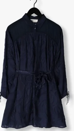 blauwe pom amsterdam mini jurk jacquard midnight blue