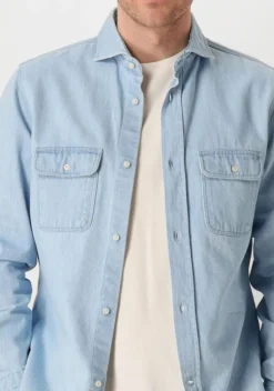 blauwe profuomo overshirts overshirt denim light