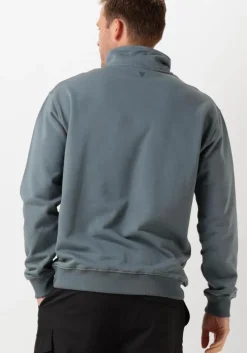 blauwe pure path trui loose fit sweaters halfzip319