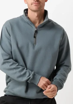 blauwe pure path trui loose fit sweaters halfzip319