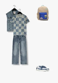 blauwe raizzed straight leg jeans missouri