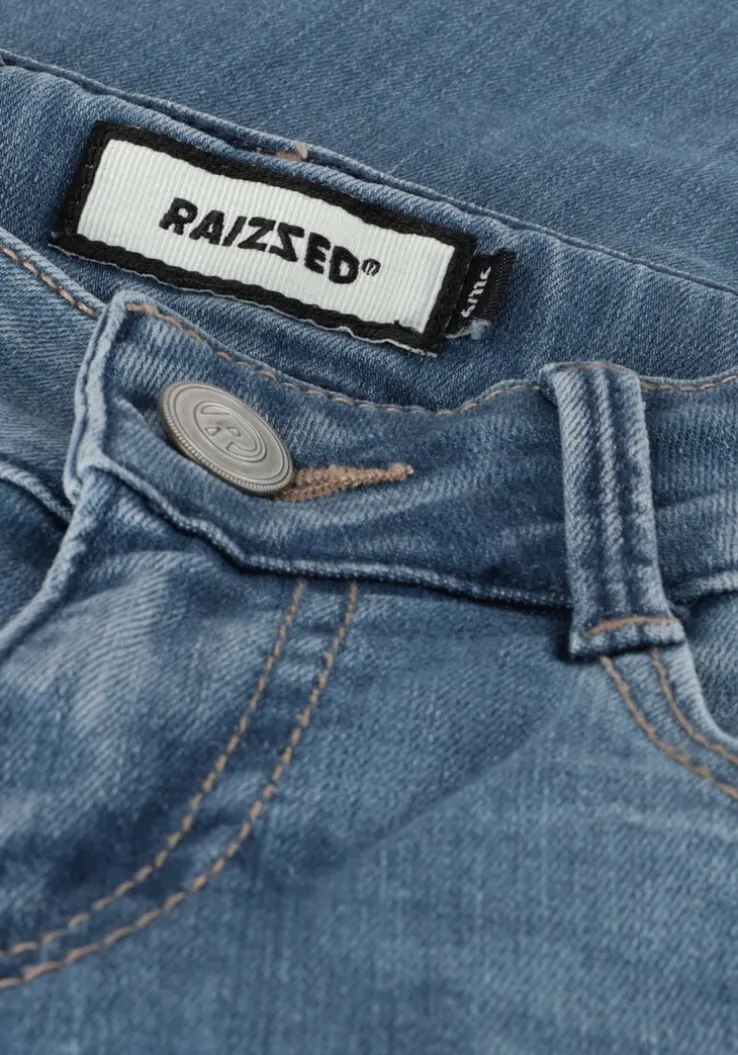 blauwe raizzed straight leg jeans santiago