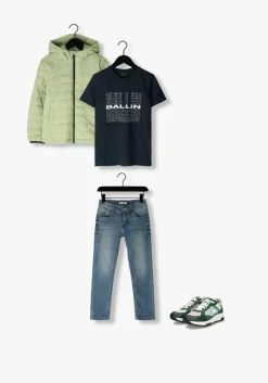 blauwe raizzed straight leg jeans santiago