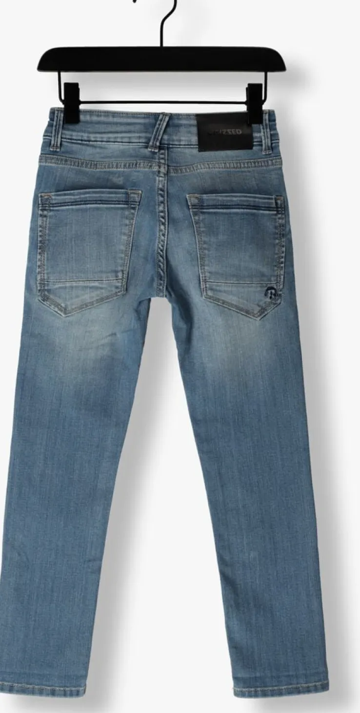 blauwe raizzed straight leg jeans santiago