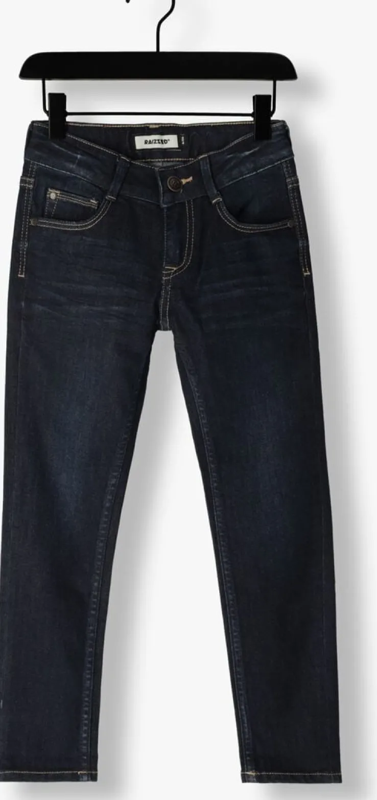 blauwe raizzed straight leg jeans santiago