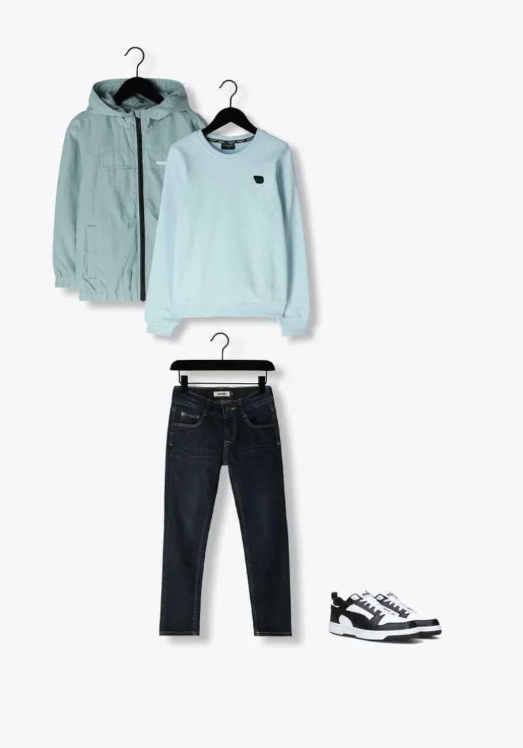 blauwe raizzed straight leg jeans santiago