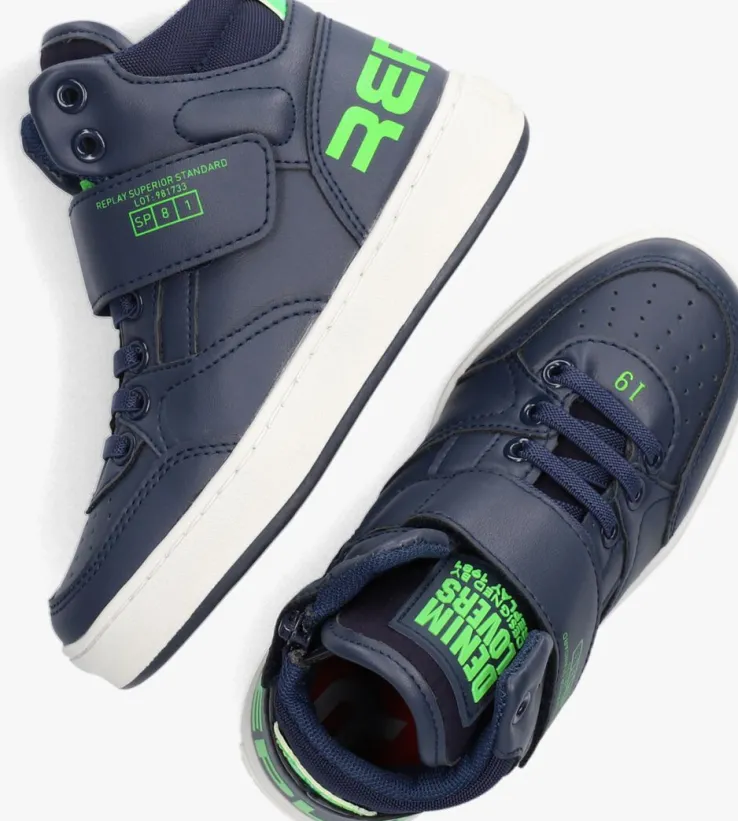 blauwe replay hoge sneakers cobra