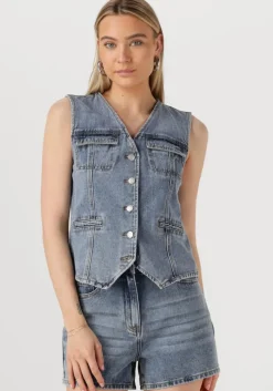 blauwe rouge edit gilet roujolie denim waistcoat