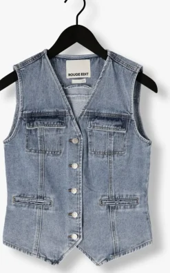 blauwe rouge edit gilet roujolie denim waistcoat