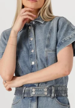 blauwe rouge edit playsuits roujolie 2/4 denim playsuit