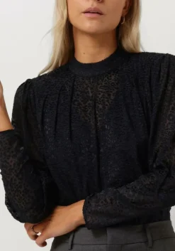 blauwe scotch & soda blouses mock neck top with open back detail