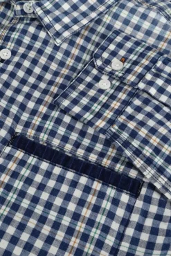 blauwe scotch & soda casual overhemd indigo yarn-dyed checked shirt