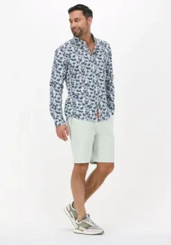 blauwe scotch & soda casual overhemd slim fit printed poplin shirt