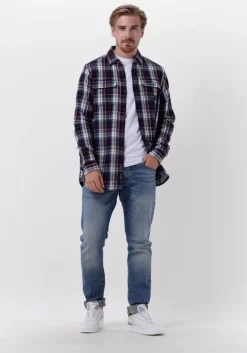 blauwe scotch & soda casual overhemd regular fit mid-weight brushed flannel check shirt