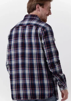 blauwe scotch & soda casual overhemd regular fit mid-weight brushed flannel check shirt