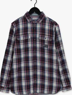blauwe scotch & soda casual overhemd regular fit mid-weight brushed flannel check shirt