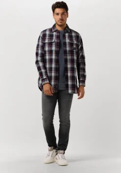 blauwe scotch & soda casual overhemd regular fit mid-weight brushed flannel check shirt