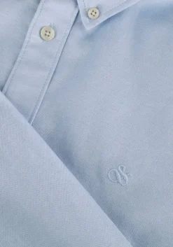 blauwe scotch & soda casual overhemd oxford solid