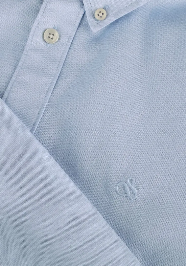 blauwe scotch & soda casual overhemd oxford solid