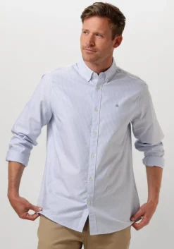 blauwe scotch & soda casual overhemd oxford stripe