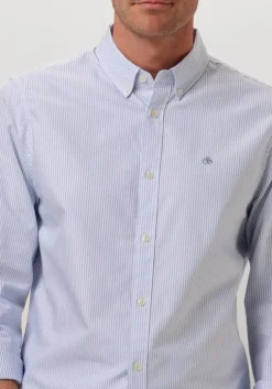 blauwe scotch & soda casual overhemd oxford stripe