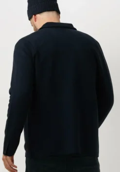 blauwe scotch & soda jack wool-blend knitted worker jacket