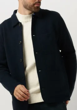 blauwe scotch & soda jack wool-blend knitted worker jacket