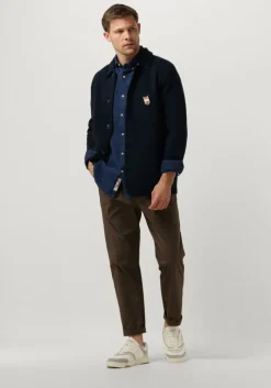 blauwe scotch & soda jack wool-blend knitted worker jacket