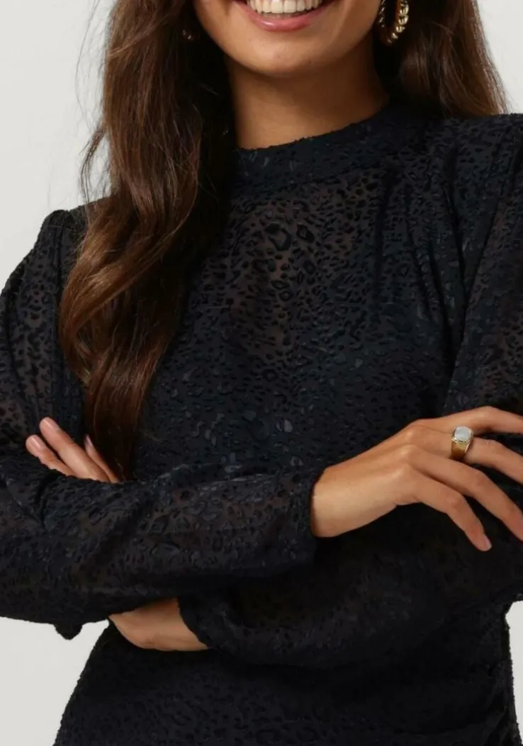 blauwe scotch & soda mini jurk mock neck mini dress with open back detail