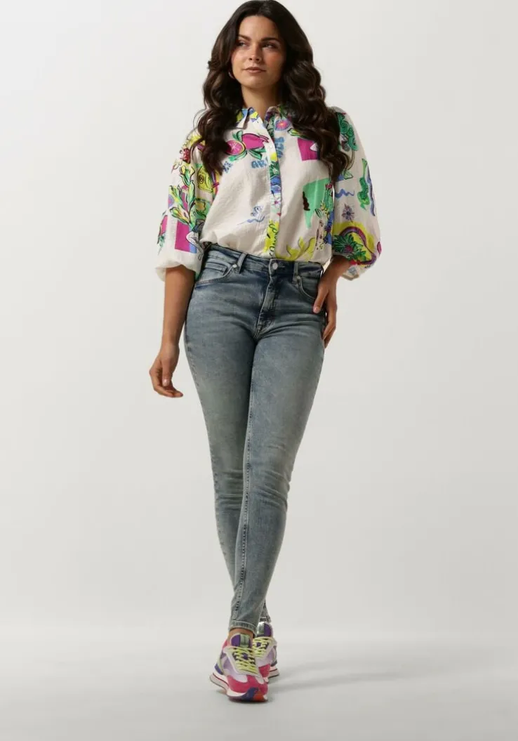 blauwe scotch & soda skinny jeans haut high rise skinny jeans