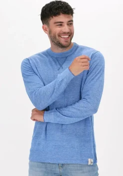 blauwe scotch & soda trui lightweight linen-blend melange crewneck pullover