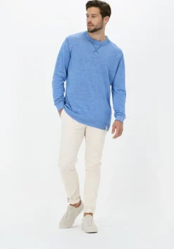 blauwe scotch & soda trui lightweight linen-blend melange crewneck pullover