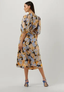 blauwe second female midi jurk marigold wrap dress