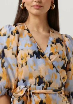 blauwe second female midi jurk marigold wrap dress