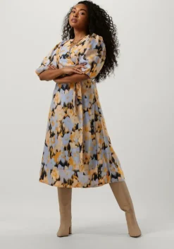 blauwe second female midi jurk marigold wrap dress