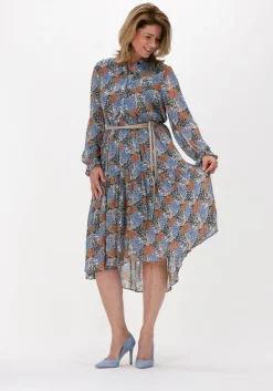 blauwe second female midi jurk itea dress